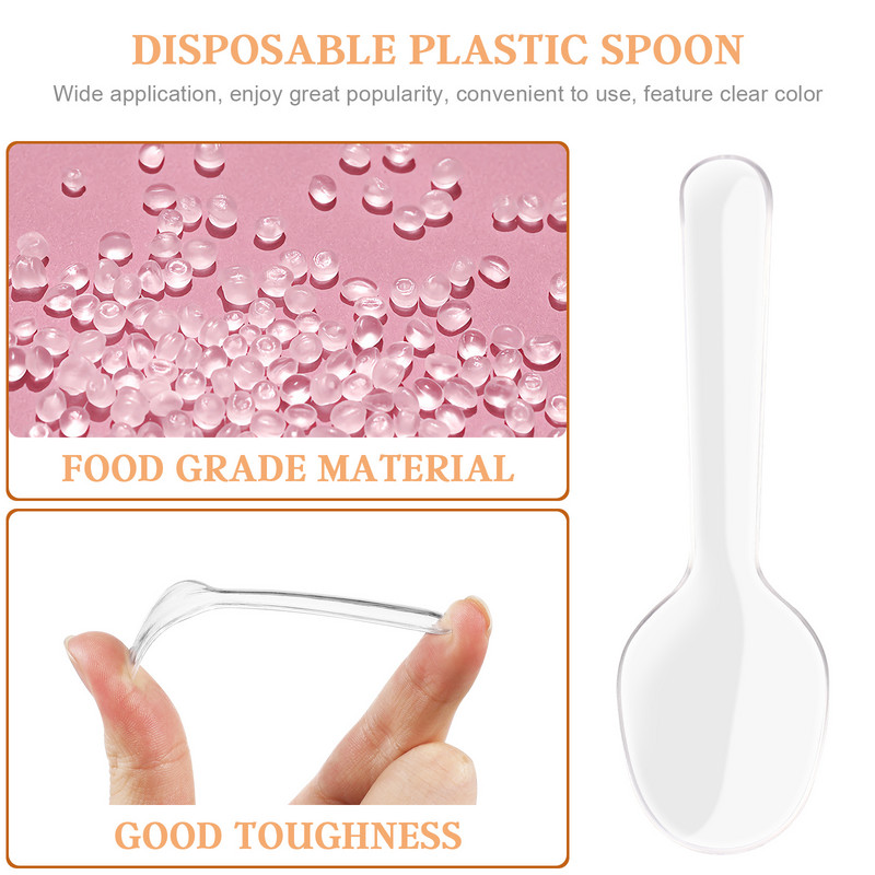 Šaukštai Plastikinės sriubos patiekimas Arbata Medus Virimo šaukštas Vienkartiniai virtuvės ledai