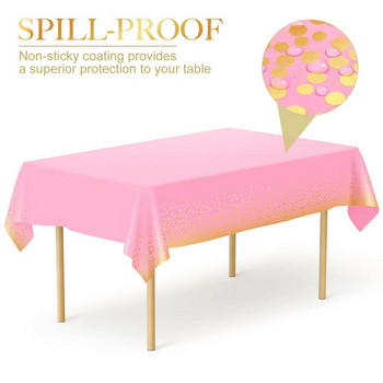 Консумативи за честит рожден ден, 54 x 108 в розови конфети на точки Покривка за маса за еднократна употреба Сватбена украса