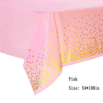 Laimingo gimtadienio vakarėlio reikmenys 54 x 108 rožinės spalvos taškinė konfeti staltiesė vienkartinė stalo danga Vestuvių puošmena