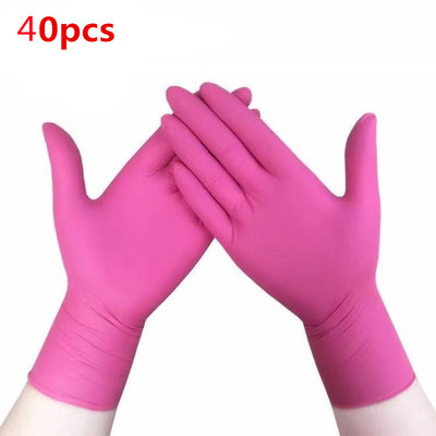 Mājsaimniecības tetovējums Latekss Nav mehānisks Antistatisks nitrila lietošanai Cimdi Cimdi Vienreizlietojami Rozā Darba virtuve 20/40gab Spēcīgi