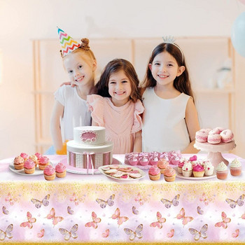 1 бр. Нова еднократна пролетна розова декорация за бебешки душ Пеперуда Покривка Парти за рожден ден