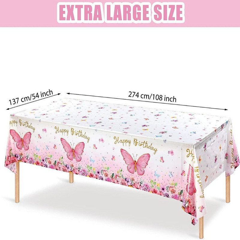 1 vnt. Naujas vienkartinis pavasarinis rožinis kūdikių dušo dekoras su drugeliu staltiesės gimtadienio vakarėliu