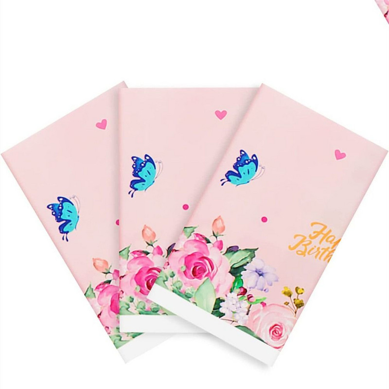 1 vnt. Naujas vienkartinis pavasarinis rožinis kūdikių dušo dekoras su drugeliu staltiesės gimtadienio vakarėliu