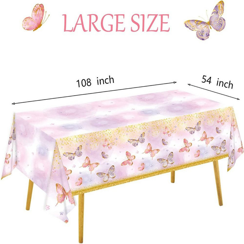 1 vnt. Naujas vienkartinis pavasarinis rožinis kūdikių dušo dekoras su drugeliu staltiesės gimtadienio vakarėliu