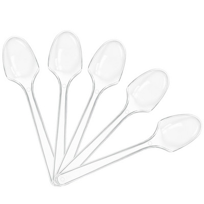 BESTOMZ 100 de bucăți mini linguri de plastic transparent linguri de tacâmuri de unică folosință pentru aperitiv cu jeleu de înghețată pentru desert