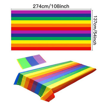 Дъга Покривка за маса Rainbow Theme Покривка за маса Удебелена PEVA водоустойчива покривка за маса Правоъгълна покривка за маса Консумативи за парти