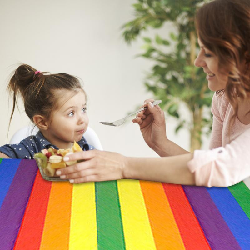 Vaivorykštės stalo staltiesė Vaivorykštės teminė staltiesė Pastorinta PEVA vandeniui atspari stalo danga Stačiakampė staltiesė vakarėliui