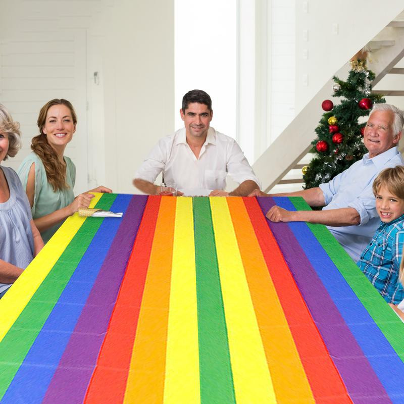 Vaivorykštės stalo staltiesė Vaivorykštės teminė staltiesė Pastorinta PEVA vandeniui atspari stalo danga Stačiakampė staltiesė vakarėliui