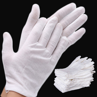 5/10 БР. Бели памучни ръкавици Силно еластични защитни ръкавици Многократно използвани градински съдия Многофункционални подплатени ръкавици Инструменти за почистване
