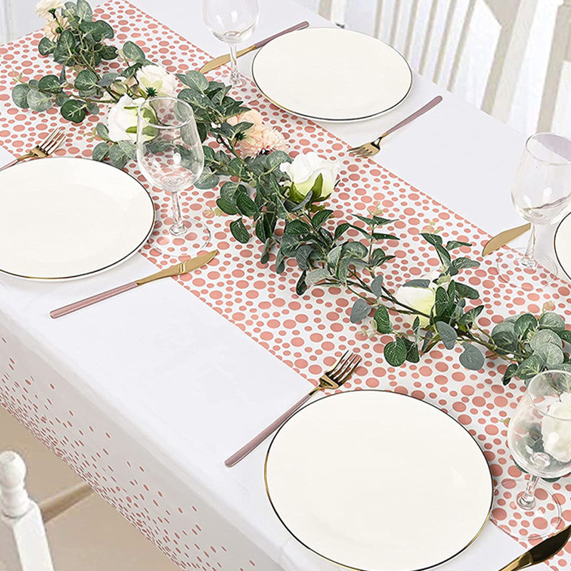 Taškinio rašto vienkartinis aliejui atsparus stalo užvalkalas PEVA staltiesės vandeniui atsparios vestuvių vakarėlio daugkartinis stačiakampis