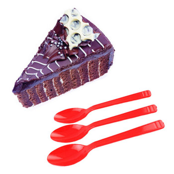 20 бр пластмасови лъжици за еднократна употреба Червени за торта Сладолед Салата Плодове Десерт Супа Чай Кафе Парти Печене на торти Консумативи от магазина 15 см
