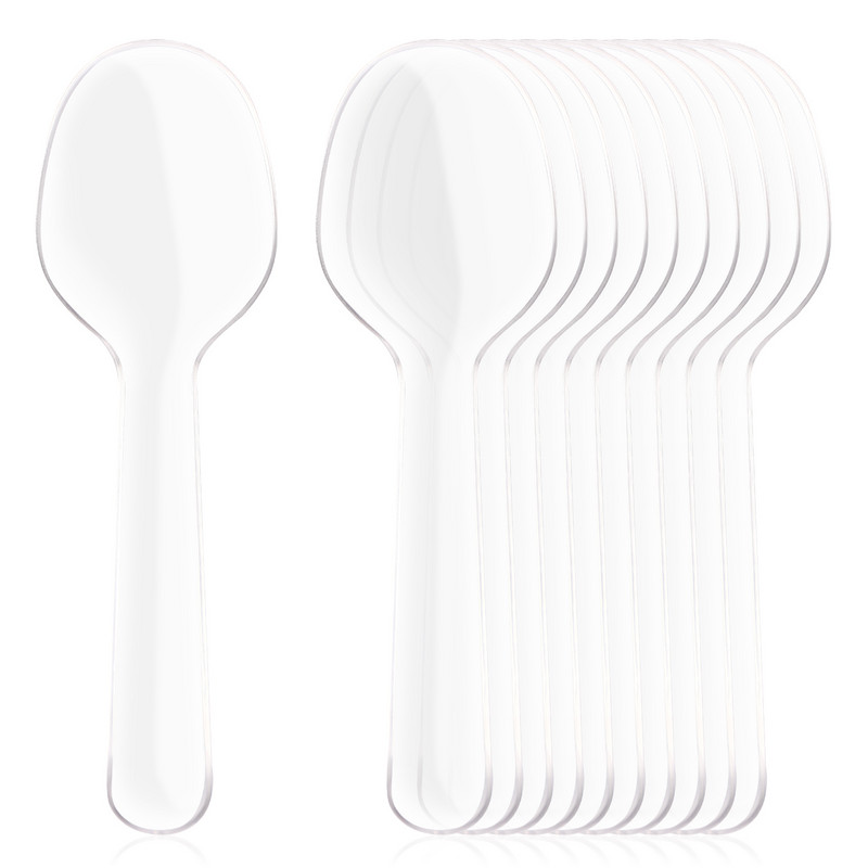 200 τμχ Πλαστικά κουτάλια Μίνι πιρούνια μιας χρήσης Διαφανές κουταλάκι του γλυκού κέικ πάρτι για μωρό