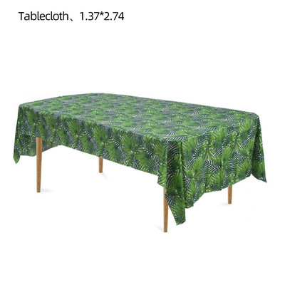 137x274cm vienreizējās lietošanas galdauts PE zaļas palmu lapas āra piknika ballītes galda pārklājs Skolas dienas ballītes dekorācijas