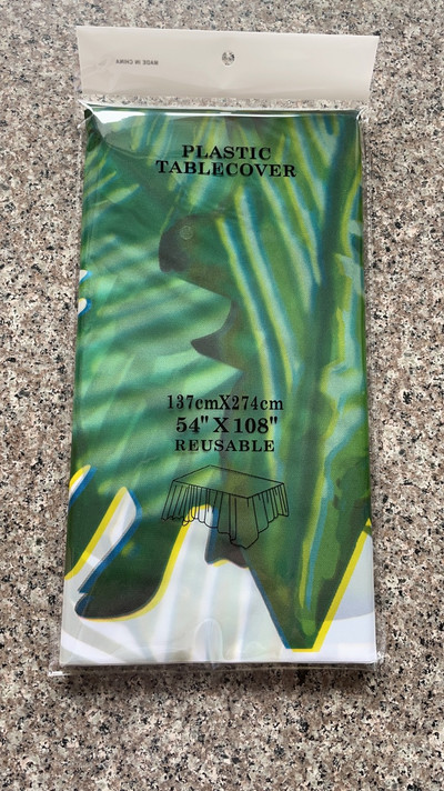 137x274cm vienreizējās lietošanas galdauts PE zaļas palmu lapas āra piknika ballītes galda pārklājs Skolas dienas ballītes dekorācijas