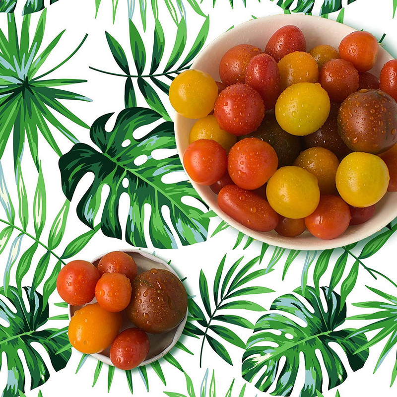 137x274cm vienreizējās lietošanas galdauts PE zaļas palmu lapas āra piknika ballītes galda pārklājs Skolas dienas ballītes dekorācijas