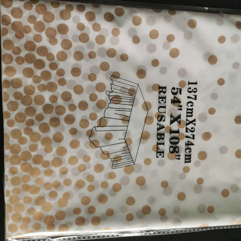 137 × 274 CM vienkartiniai bronziniai taškeliai staltiesė didelėms vakarėliams Dekoratyviniai stalo užtiesalai renginiams, vestuvių banketams ir vakarėliams