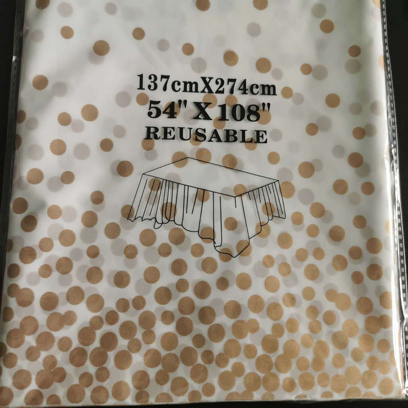 137 × 274 CM vienkartiniai bronziniai taškeliai staltiesė didelėms vakarėliams Dekoratyviniai stalo užtiesalai renginiams, vestuvių banketams ir vakarėliams