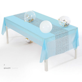 Водоустойчива покривка PEVA за еднократна употреба Черно синьо бяло Позлатено покритие на точки Сватбен банкет Декорация на маса за рожден ден
