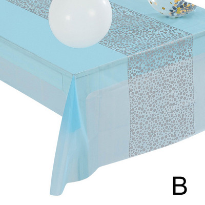PEVA vienkartinė vandeniui atspari staltiesė Juoda Mėlyna Balta Spalva Tašku paauksuotas stalo uždangalas Vestuvių banketo gimtadienio šventės stalo dekoras