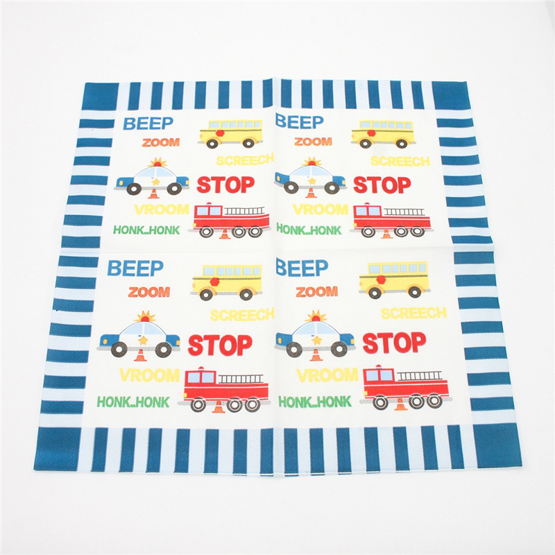 20 vnt / pakuotė 33x33 cm vienkartinės inžinerinės transporto priemonės, automobilių vakarėlio laikas, spausdintas stalo vakarienės servetėlės restorano popieriaus dekoravimas