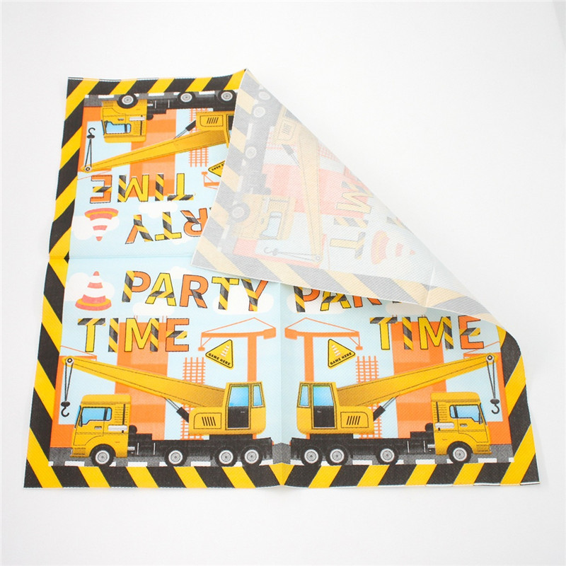 20 vnt / pakuotė 33x33 cm vienkartinės inžinerinės transporto priemonės, automobilių vakarėlio laikas, spausdintas stalo vakarienės servetėlės restorano popieriaus dekoravimas