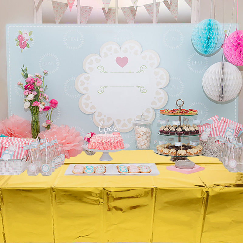 137*235cm Róza arany ezüst arany asztalterítő eldobható karácsonyra születésnapra, esküvői bankettre, téglalap alakú asztalterítőre