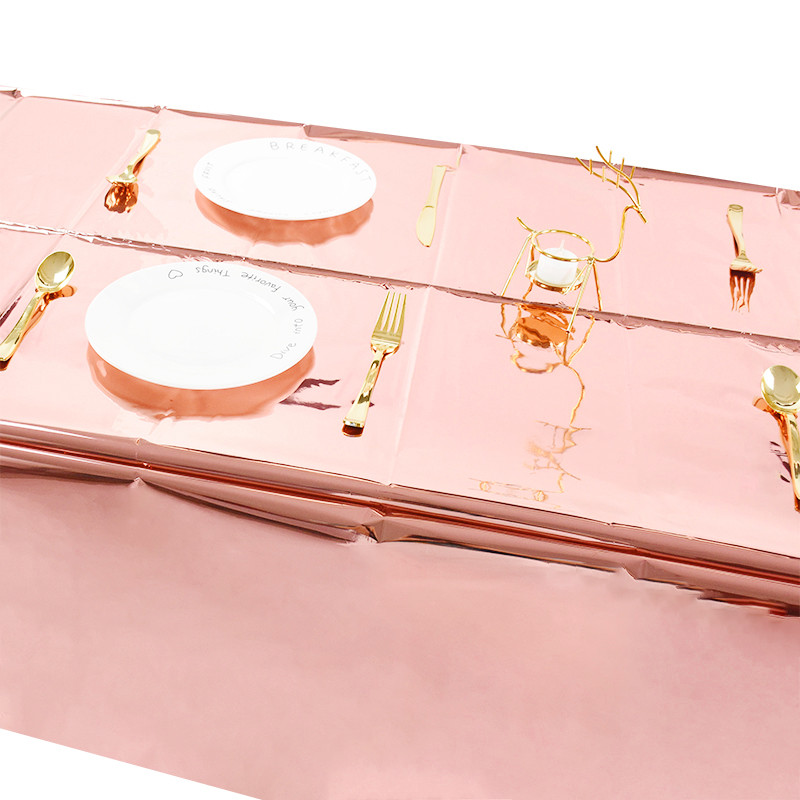 137*235cm Róza arany ezüst arany asztalterítő eldobható karácsonyra születésnapra, esküvői bankettre, téglalap alakú asztalterítőre