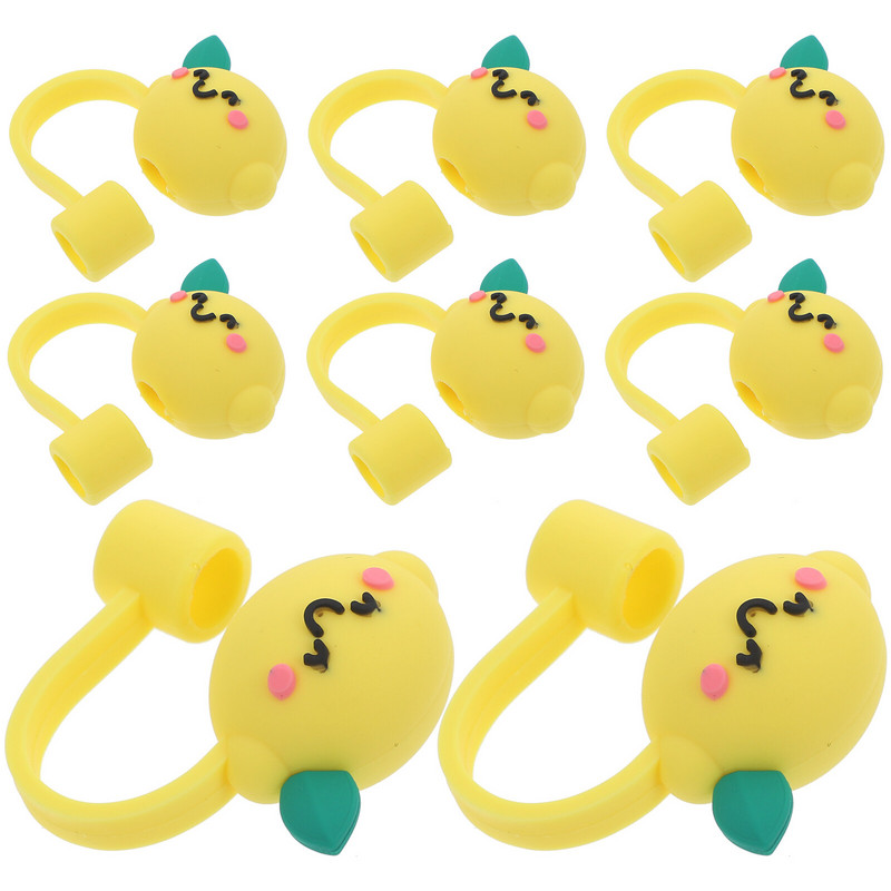 8 gab. Citronu dekoru klusinātājs salmu netīrumu aizbāžņi Pipešu uzgaļi Jauka dizaina vāciņš silikagela ballīšu pārsegi burvīgs topper bērns