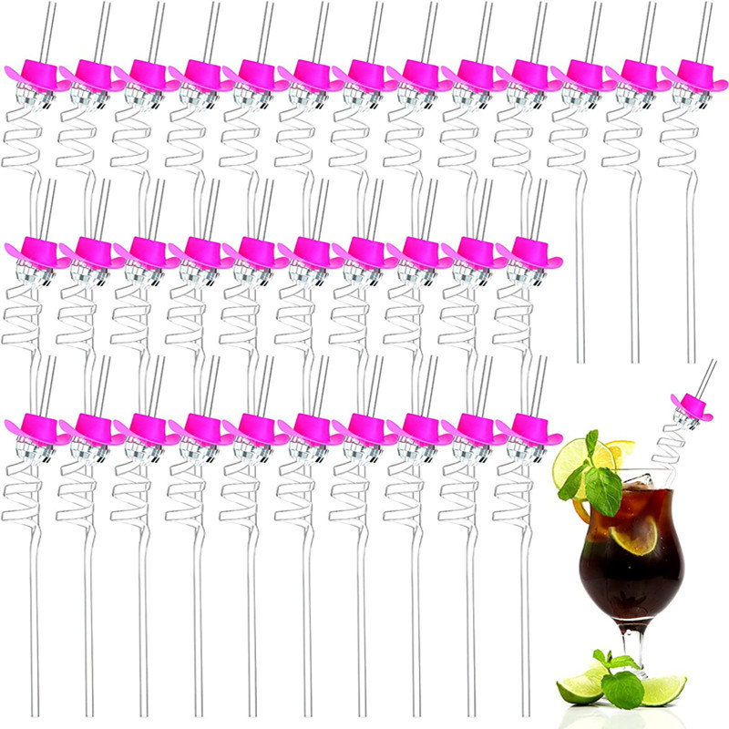 10 db Tükör Cowboy Kalap Disco Golyós szívószálak Dekoratív Mini Disco Ball Szalma Dekor Disco Party Dekorációk Esküvői Születésnapra