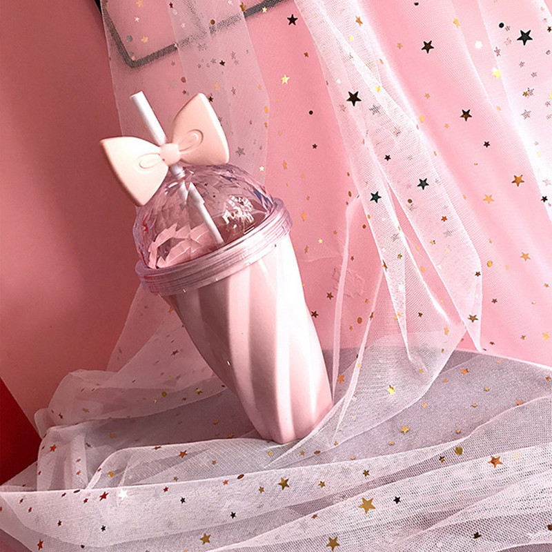 Karstā bērnu burciņa ar silikona otu ar priekšgala pudeles krūzes vāku 400 ml salmu krūze salmu aukstā dzēriena krūze, plastmasas stikls un pudele