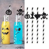 9gab/18gab Helovīna galvaskauss ķirbju papīra salmiņi sikspārņu dzeršanai vienreizlietojamie dzeramie salmi Helovīna ballīte mājas bāra dekoru piederumi