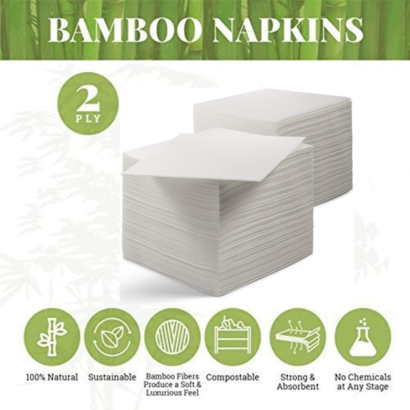 Un videi draudzīgi 50 gab./iepakojumā bambusa 100% vai ideāli kompostējami ikdienas vakariņām, dzērieni kokteiļu vienreizējās lietošanas vakariņu salvetēm