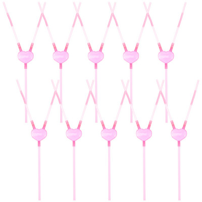 Καλαμάκια για πόσιμο λυγισμένο σωλήνα Valentine Two Heads Couples Wedding Party Bar Love Heart