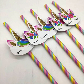 20 τμχ/σετ Unicorn Straws Unicorn Rainbow Party Επιτραπέζια καλαμάκια Παιδικά Γάμου Γάμου Γάμου Ντους για ντεκόρ προμήθειες