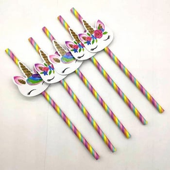 20 τμχ/σετ Unicorn Straws Unicorn Rainbow Party Επιτραπέζια καλαμάκια Παιδικά Γάμου Γάμου Γάμου Ντους για ντεκόρ προμήθειες