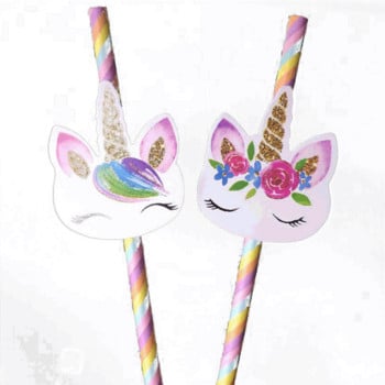 20 τμχ/σετ Unicorn Straws Unicorn Rainbow Party Επιτραπέζια καλαμάκια Παιδικά Γάμου Γάμου Γάμου Ντους για ντεκόρ προμήθειες