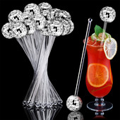12 τμχ Mini Discos Ball Straw Cocktails Straw 70s Retro Discos Party Supplies KXRE