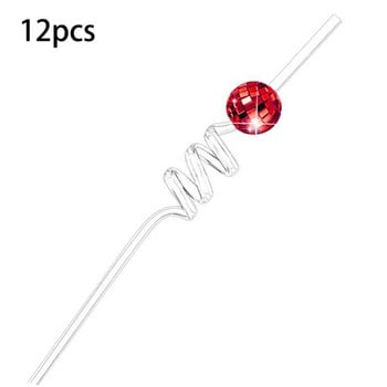 12 τμχ Mini Discos Ball Straw Cocktails Straw 70s Retro Discos Party Supplies KXRE