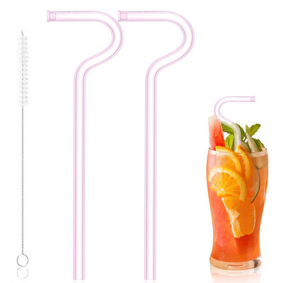 Újrafelhasználható üvegszívószál tisztítókefével Újrafelhasználható, nagy szilárdságú, nagy boroszilikát üvegből készült ránctalanító szívószál italok koktélokhoz