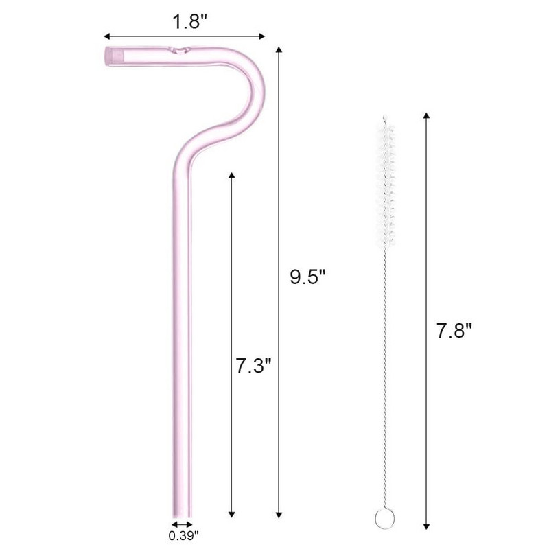 Újrafelhasználható üvegszívószál tisztítókefével Újrafelhasználható, nagy szilárdságú, nagy boroszilikát üvegből készült ránctalanító szívószál italok koktélokhoz