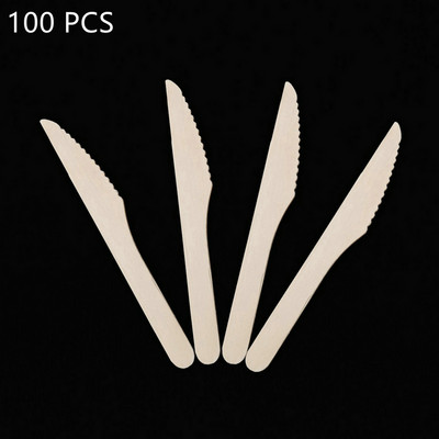 100 db fa eldobható villa kanál kés desszert edény parti étkészlet