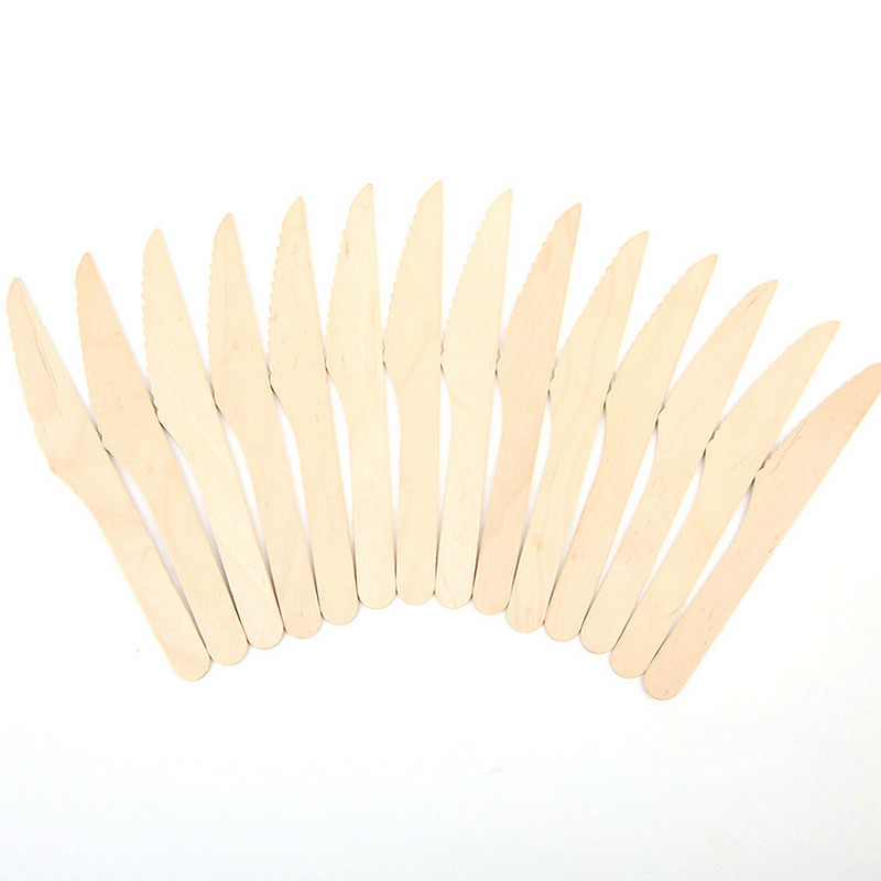 100 db fa eldobható villa kanál kés desszert edény parti étkészlet