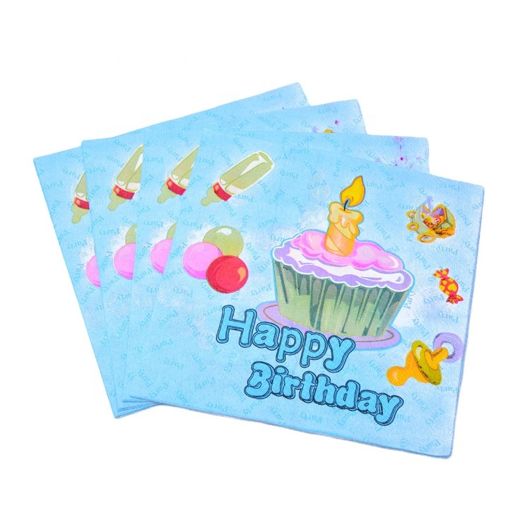 Vairumtirdzniecība dzimšanas dienas svinību galda salvete Baby Shower ballīšu piederumi Papīra salvetes