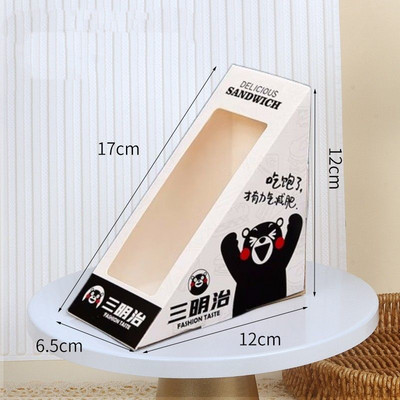 100 lapos szendvicstáska háromszög tortadoboz süteménybolt szendvicskenyér csomagolás háztartási eldobható sütéshez átlátszó papírdoboz