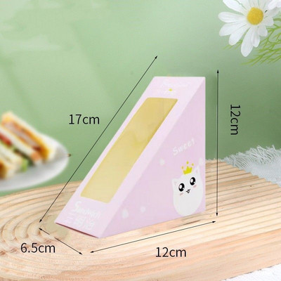 100 lapos szendvicstáska háromszög tortadoboz süteménybolt szendvicskenyér csomagolás háztartási eldobható sütéshez átlátszó papírdoboz