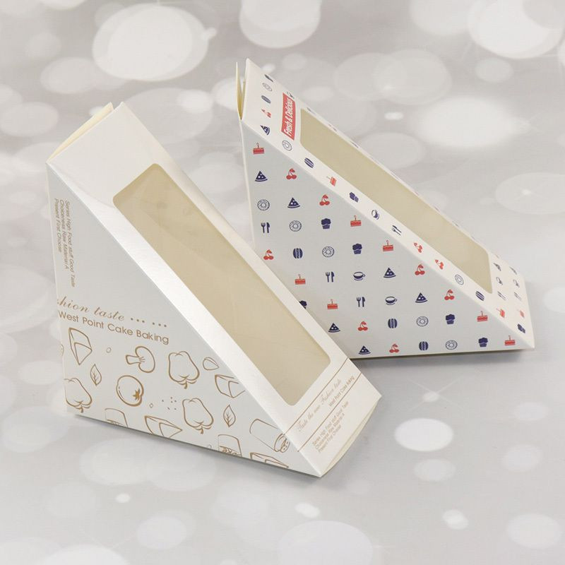 100 lapos szendvicstáska háromszög tortadoboz süteménybolt szendvicskenyér csomagolás háztartási eldobható sütéshez átlátszó papírdoboz