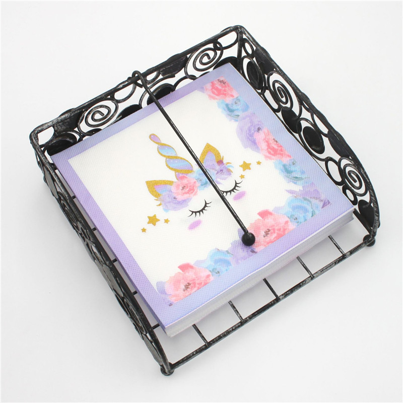 20db/csomag 33x33cm-es eldobható unikornis nyomtatott asztali vacsora selyemszalvéták papír esküvői születésnapi parti dekoráció