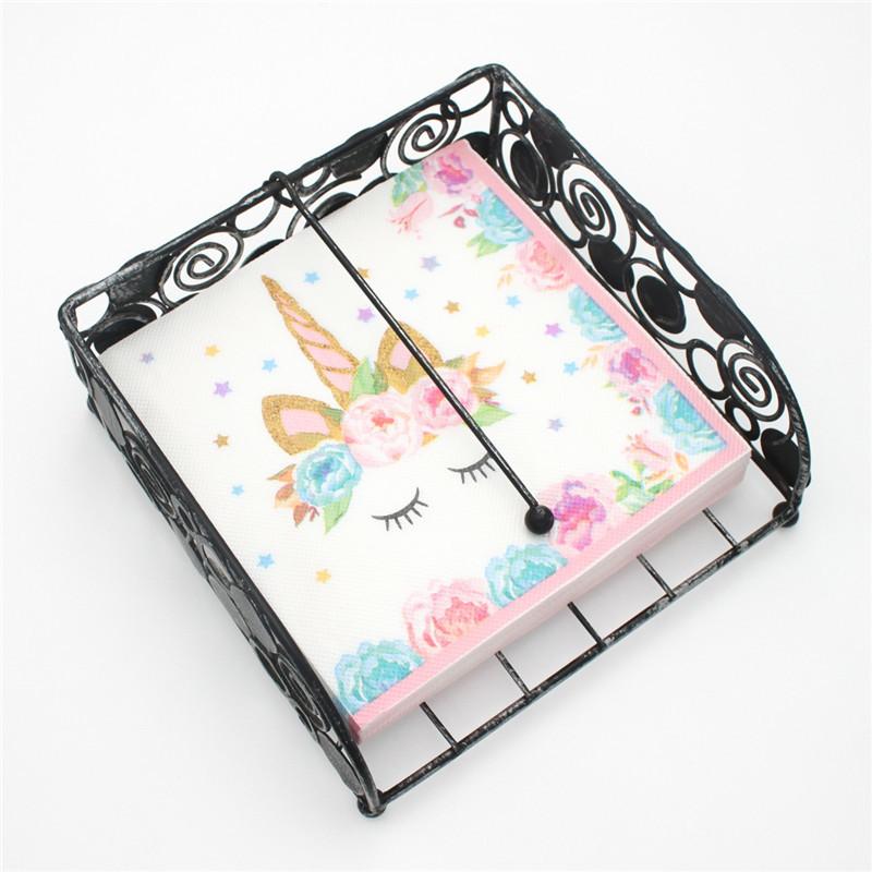 20db/csomag 33x33cm-es eldobható unikornis nyomtatott asztali vacsora selyemszalvéták papír esküvői születésnapi parti dekoráció