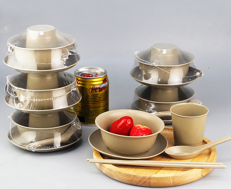 Ryžių lukštų vienkartiniai stalo reikmenų rinkiniai, ekologiški