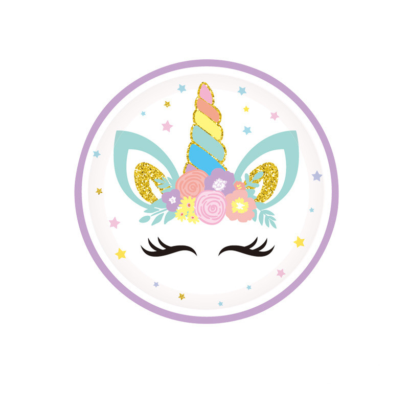 Λουλούδι Μονόκερος Θέμα πάρτι Ροζ Γενέθλια Διακοσμητικό Πανό Τραπεζομάντιλο Χάρτινος Δίσκος Σετ σερβίτσιων μιας χρήσης